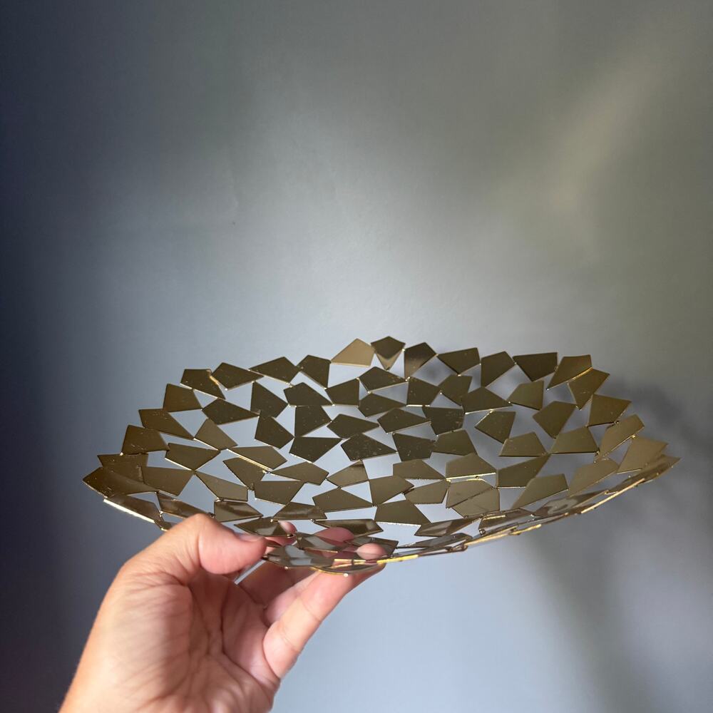 MCM Brass Fruit Bowls Set of 2 Mario Trimarchi Style Brutalist Geometric